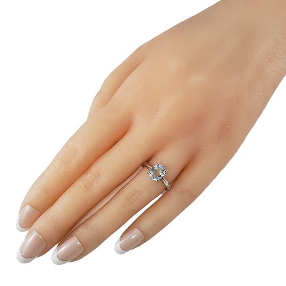 14 Karat White Gold Aquamarine Ring #13748 For Sale at 1stDibs Vintage 14 Karat White Gold Aquamarine Ring Size 5.5 JAGi Certified #13748